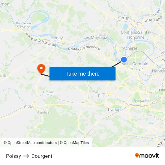 Poissy to Courgent map