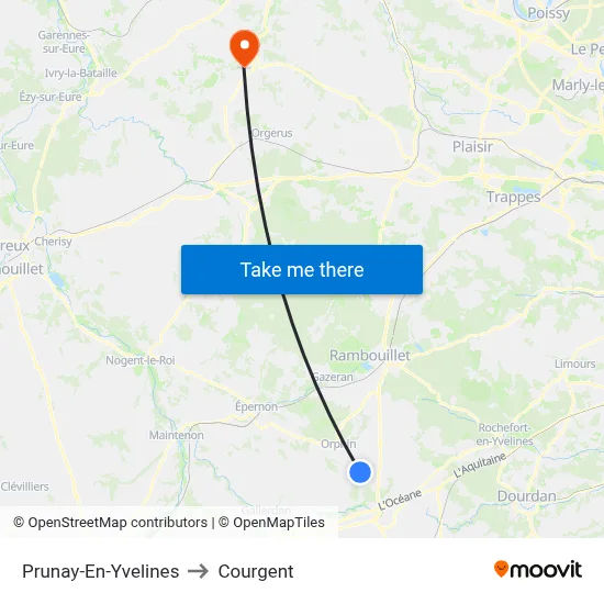 Prunay-En-Yvelines to Courgent map