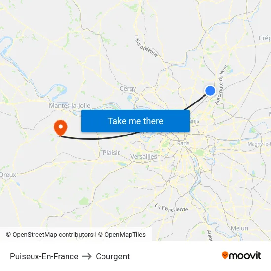 Puiseux-En-France to Courgent map