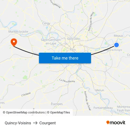 Quincy-Voisins to Courgent map