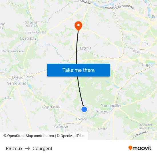 Raizeux to Courgent map