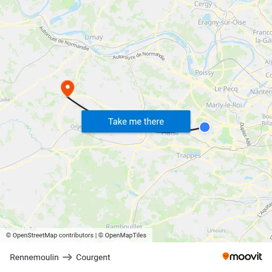 Rennemoulin to Courgent map