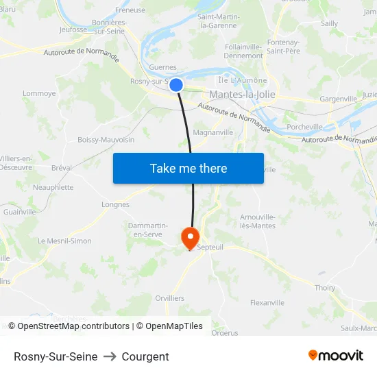 Rosny-Sur-Seine to Courgent map