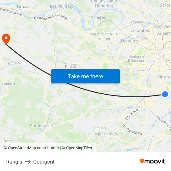 Rungis to Courgent map