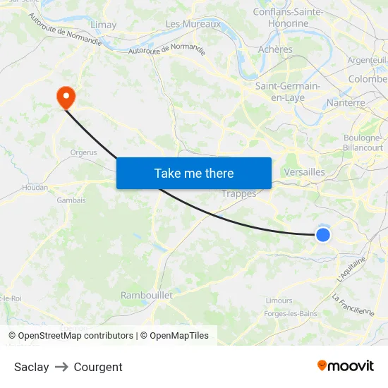 Saclay to Courgent map