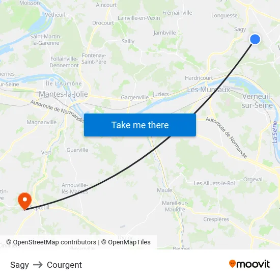 Sagy to Courgent map