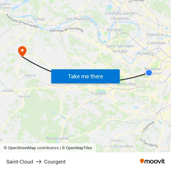 Saint-Cloud to Courgent map