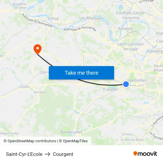 Saint-Cyr-L'Ecole to Courgent map