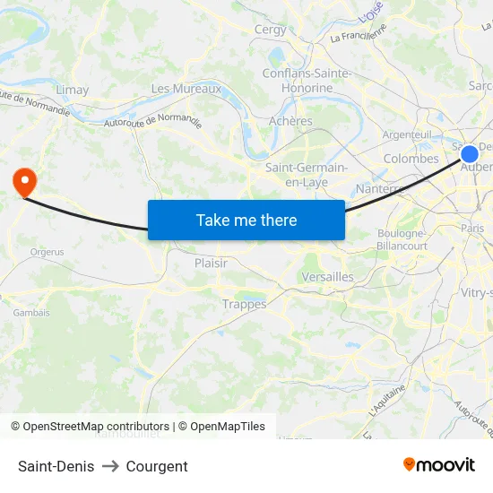 Saint-Denis to Courgent map