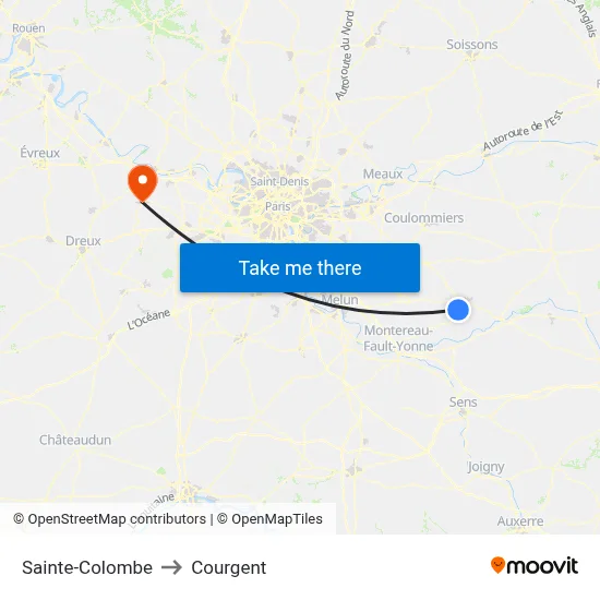 Sainte-Colombe to Courgent map