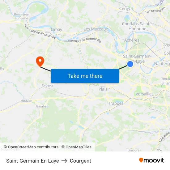 Saint-Germain-En-Laye to Courgent map
