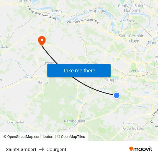 Saint-Lambert to Courgent map