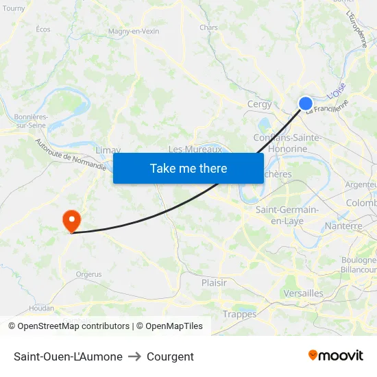 Saint-Ouen-L'Aumone to Courgent map