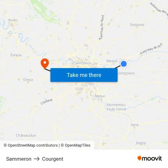 Sammeron to Courgent map