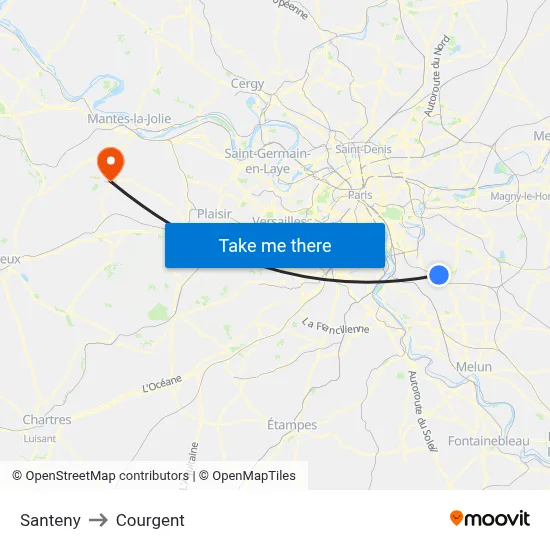 Santeny to Courgent map
