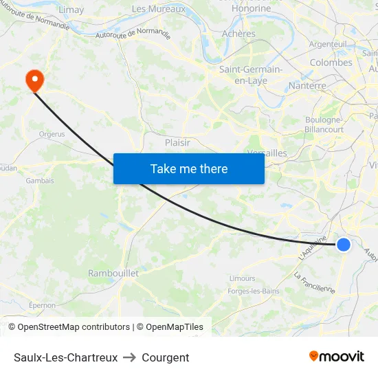 Saulx-Les-Chartreux to Courgent map