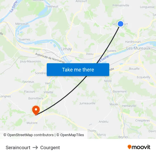 Seraincourt to Courgent map