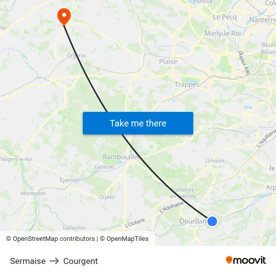 Sermaise to Courgent map