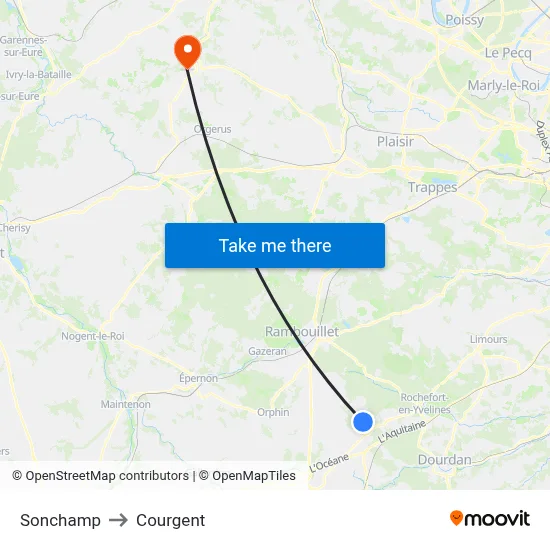 Sonchamp to Courgent map