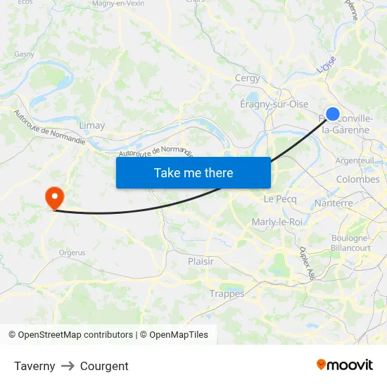 Taverny to Courgent map