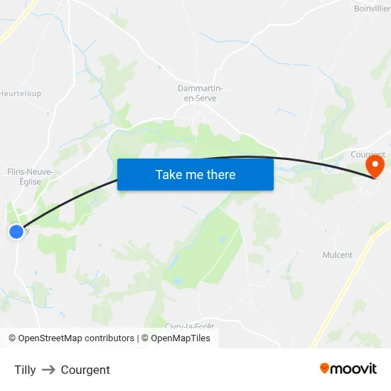 Tilly to Courgent map