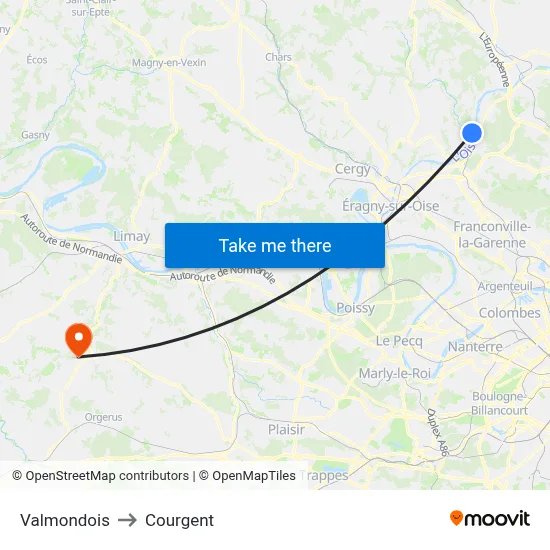 Valmondois to Courgent map