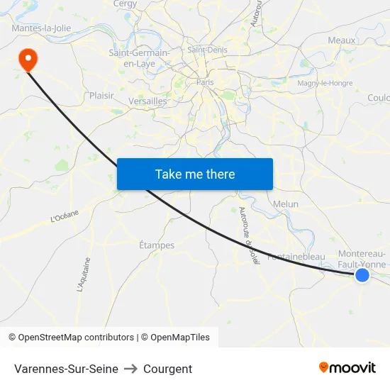 Varennes-Sur-Seine to Courgent map