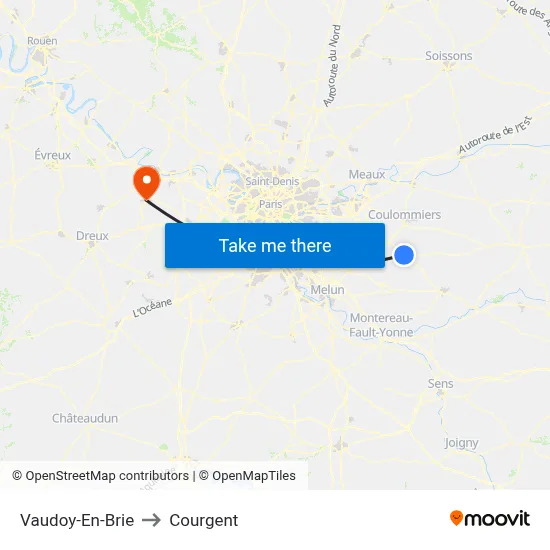 Vaudoy-En-Brie to Courgent map