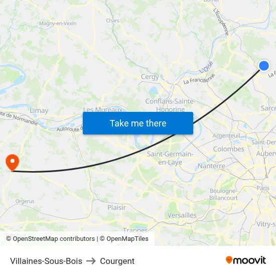 Villaines-Sous-Bois to Courgent map