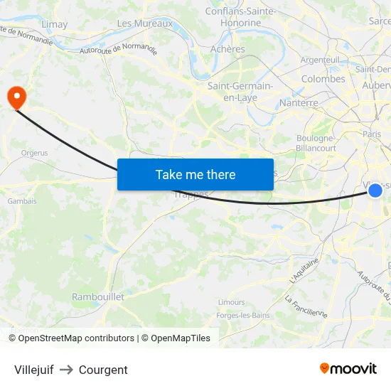 Villejuif to Courgent map