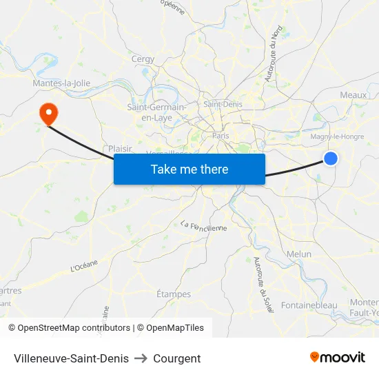 Villeneuve-Saint-Denis to Courgent map