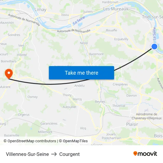 Villennes-Sur-Seine to Courgent map