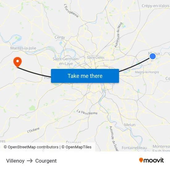 Villenoy to Courgent map