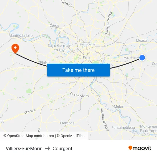 Villiers-Sur-Morin to Courgent map