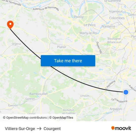 Villiers-Sur-Orge to Courgent map