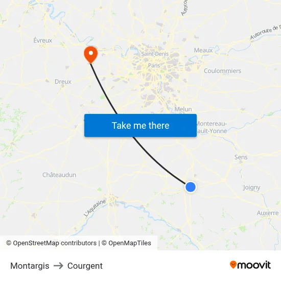 Montargis to Courgent map