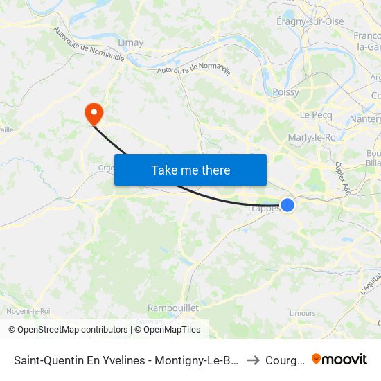 Saint-Quentin En Yvelines - Montigny-Le-Bretonneux to Courgent map