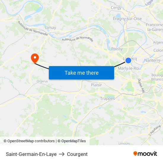 Saint-Germain-En-Laye to Courgent map