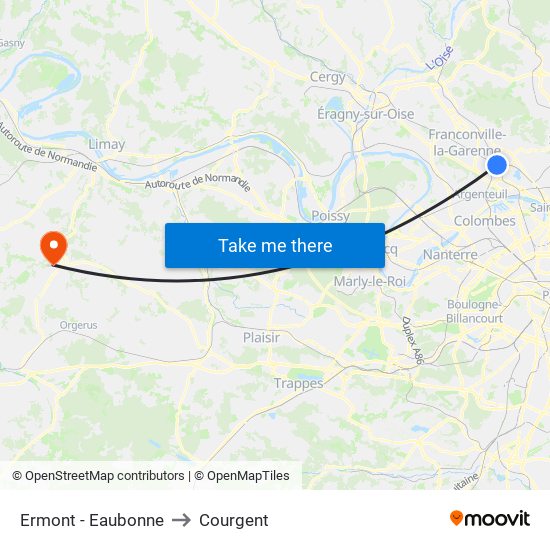 Ermont - Eaubonne to Courgent map