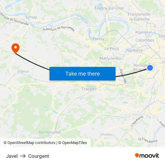 Javel to Courgent map