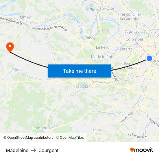 Madeleine to Courgent map