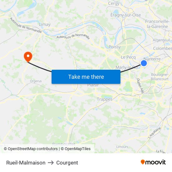 Rueil-Malmaison to Courgent map
