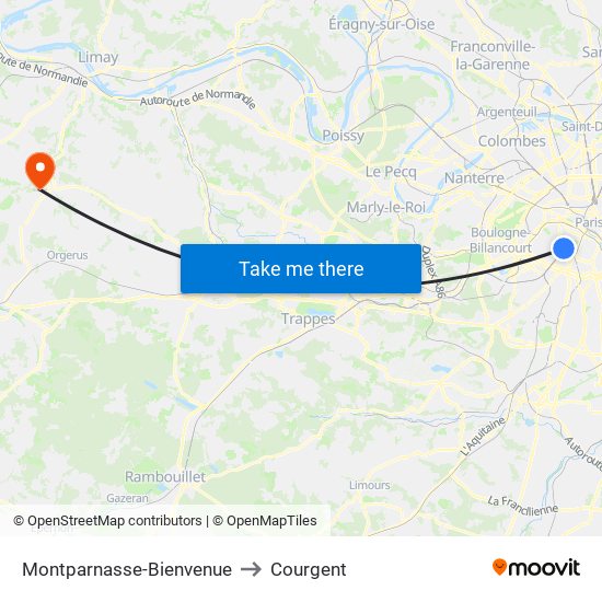 Montparnasse-Bienvenue to Courgent map