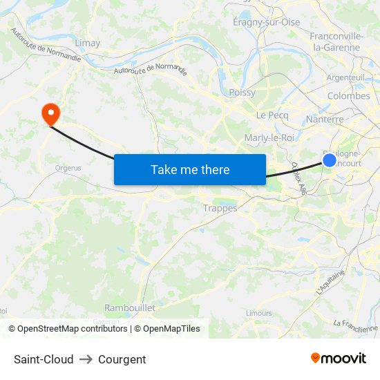 Saint-Cloud to Courgent map