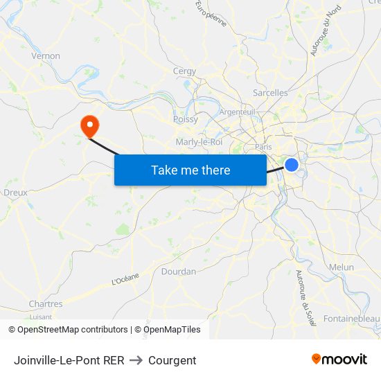 Joinville-Le-Pont RER to Courgent map