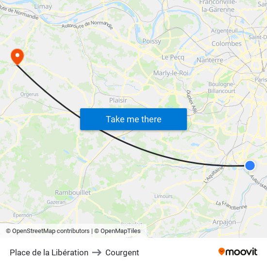 Place de la Libération to Courgent map