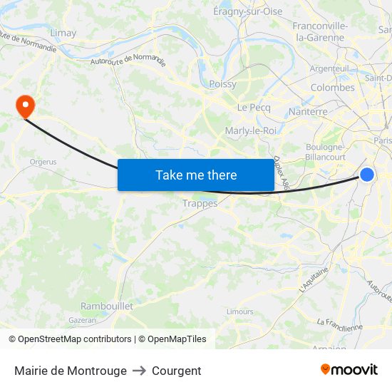 Mairie de Montrouge to Courgent map
