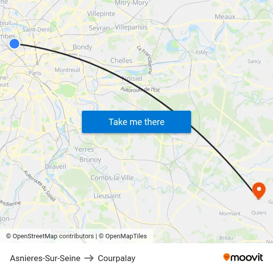 Asnieres-Sur-Seine to Courpalay map