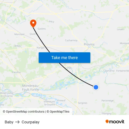 Baby to Courpalay map