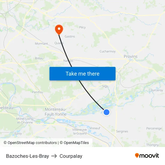 Bazoches-Les-Bray to Courpalay map